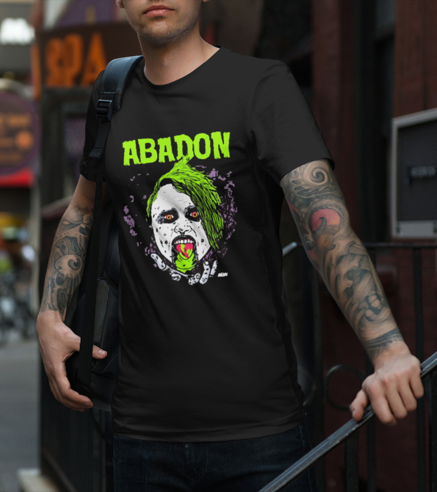 Abadon AEW Neon Green Zombie Face I Can Never Die T-Shirt
