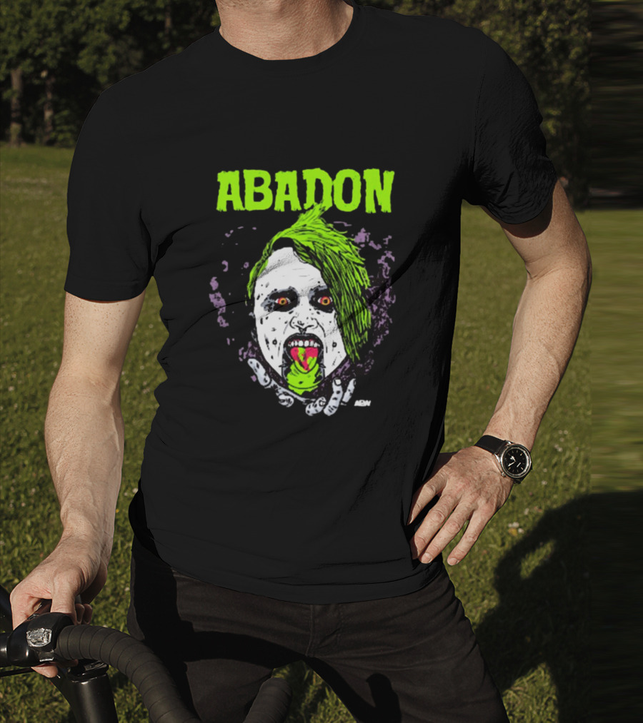 Abadon AEW Neon Green Zombie Face I Can Never Die T-Shirt