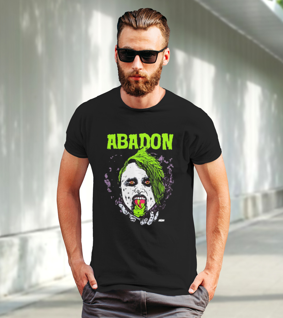 Abadon AEW Neon Green Zombie Face I Can Never Die T-Shirt