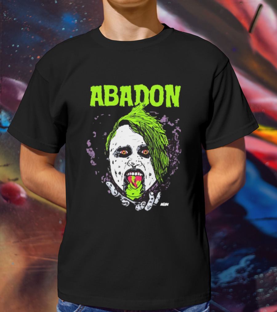 Abadon AEW Neon Green Zombie Face I Can Never Die T-Shirt