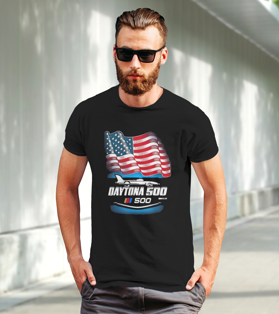 Daytona 500 American Flag Racing Daytona International Speedway 2025 Checkered Flag Sports T-Shirt