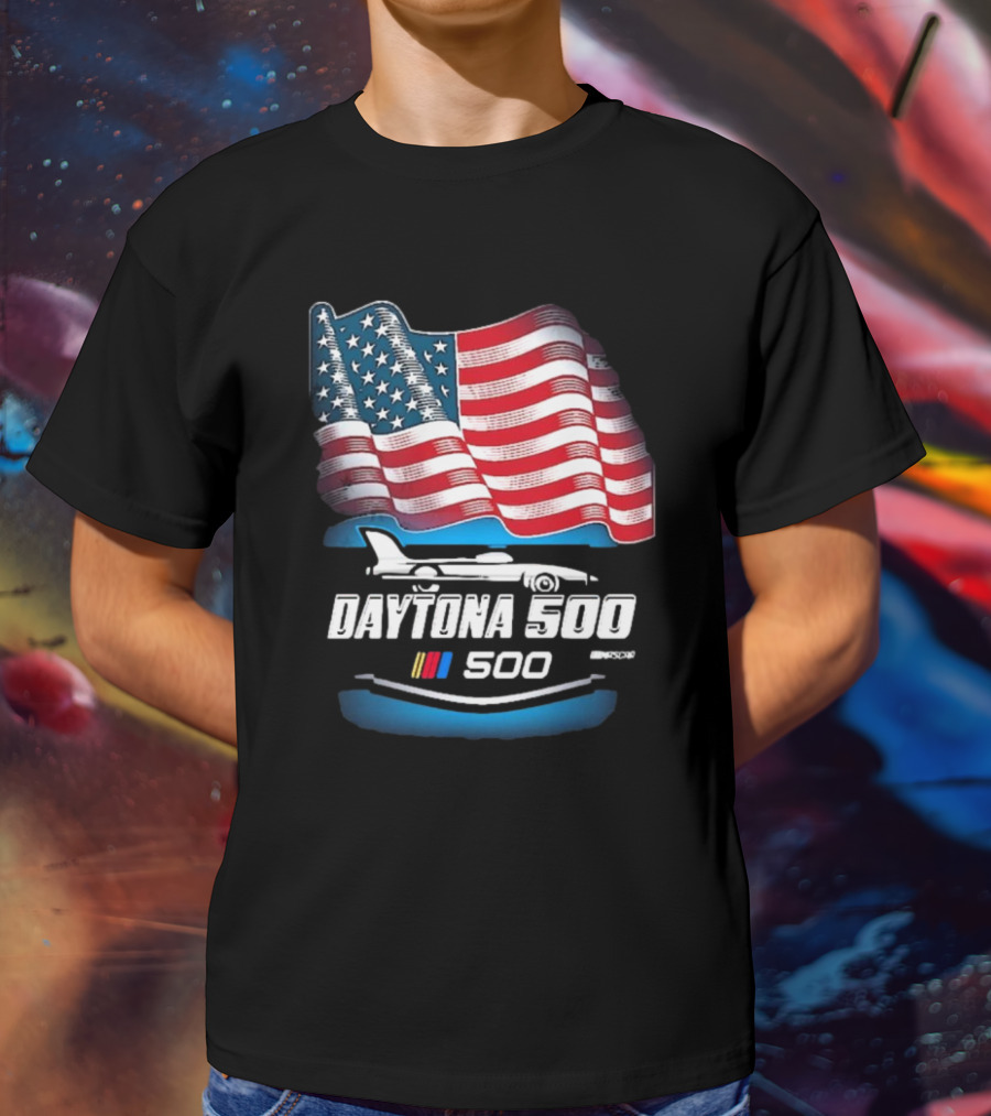 Daytona 500 American Flag Racing Daytona International Speedway 2025 Checkered Flag Sports T-Shirt
