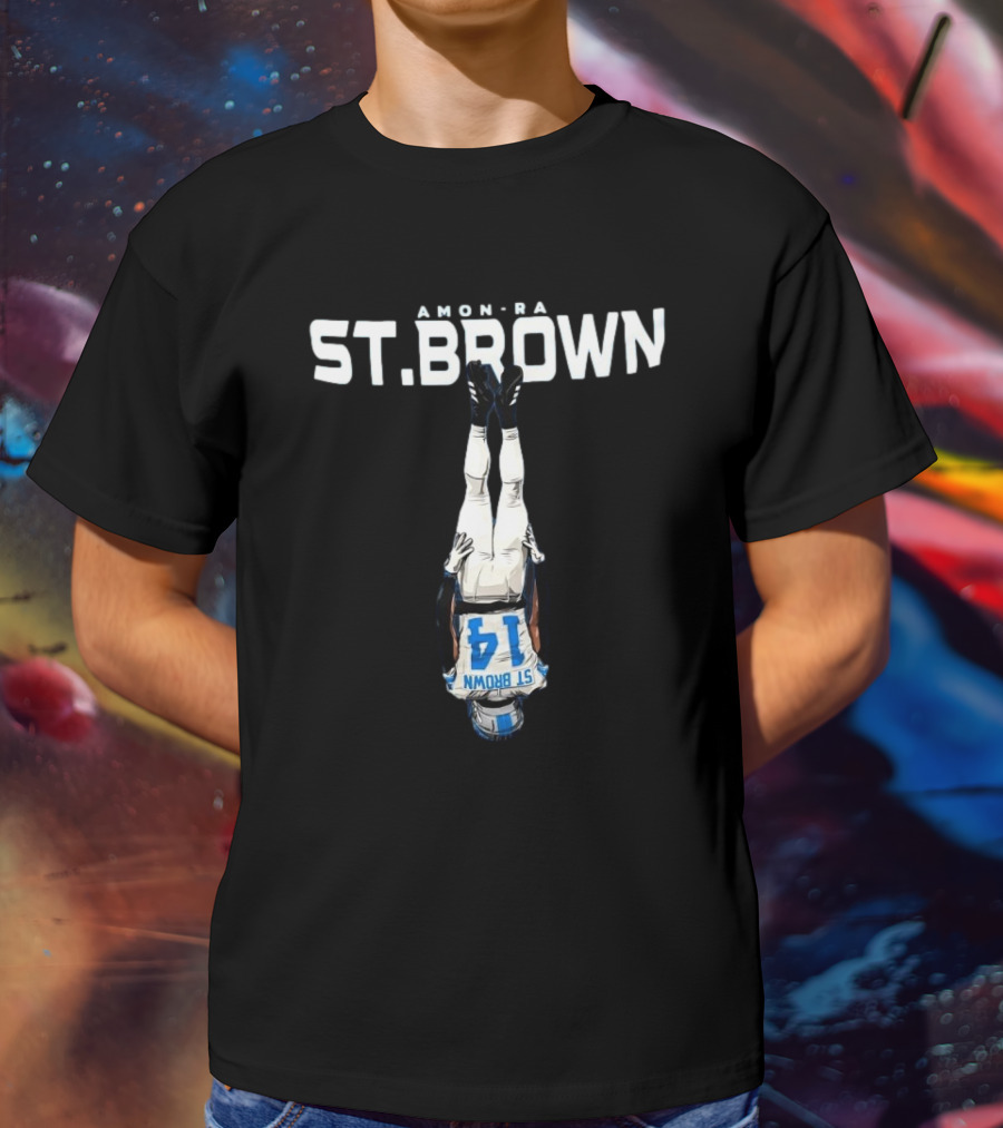Amon-Ra St. Brown Upside Down Detroit Lions NFL 14 T-Shirt