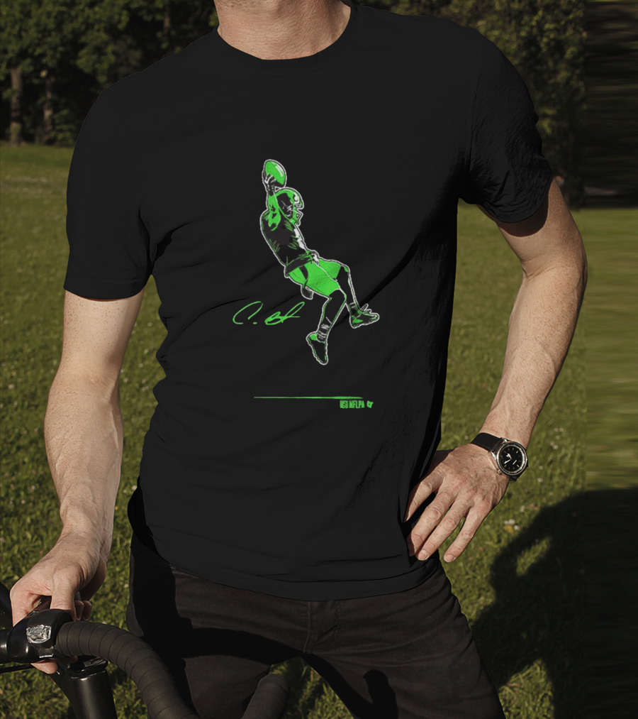 Coby Bryant Legendary Celebration Seattle Seahawks NFLPA Signature NFL Football T-Shirt