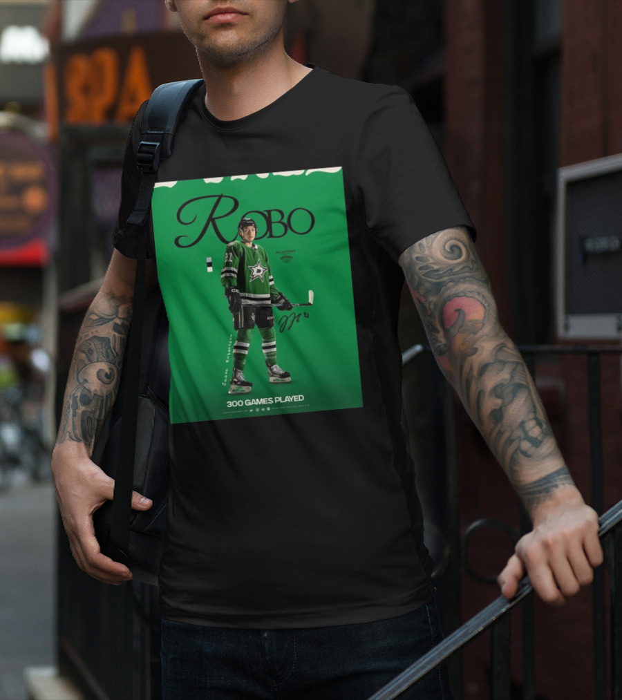 Dallas Stars Robo Jason Robertson 300 Games Played NHL T-Shirt