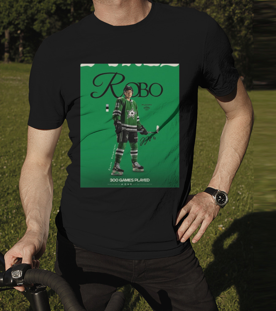 Dallas Stars Robo Jason Robertson 300 Games Played NHL T-Shirt