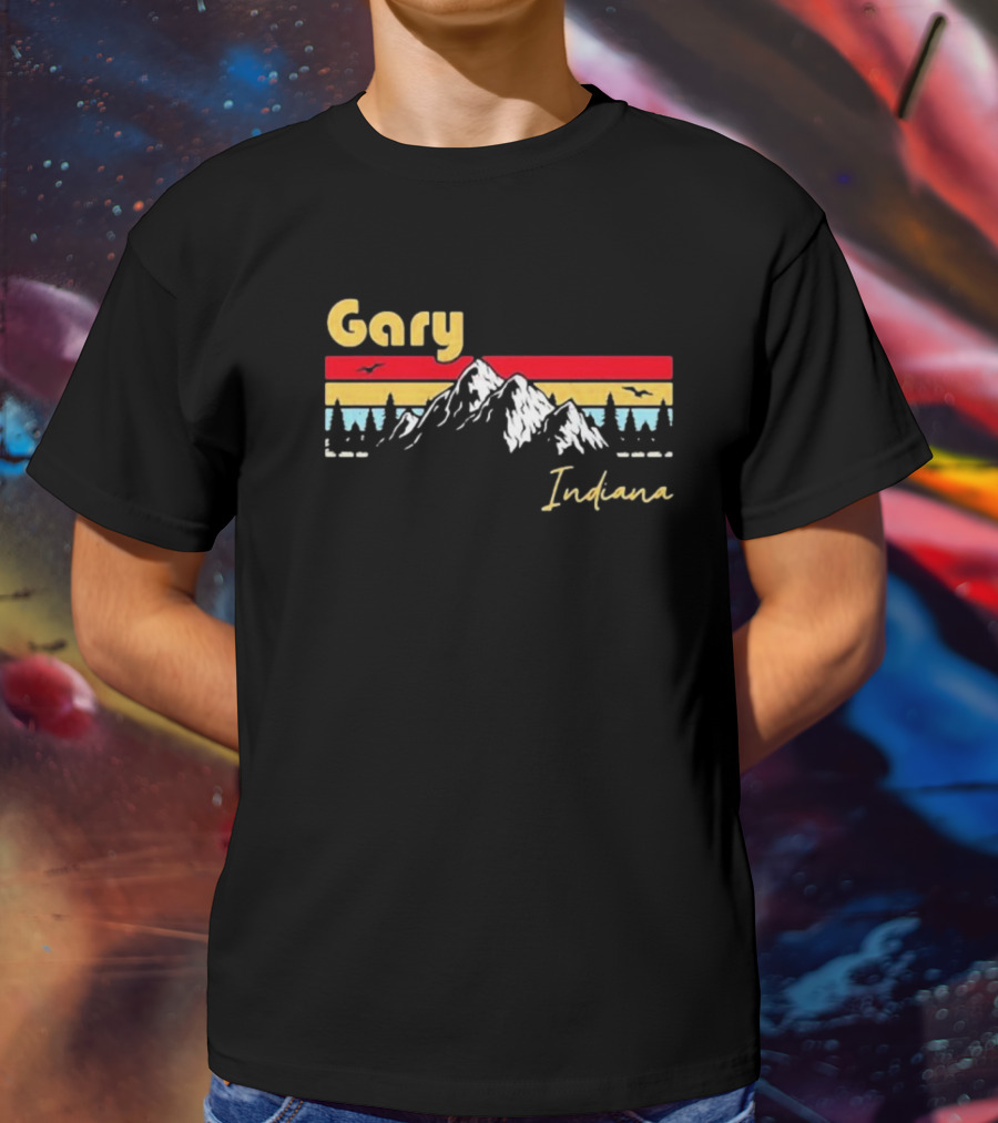 Joseph Spooky Pete Gary Indiana Retro Hometown Roots Mountain Sunset T-Shirt
