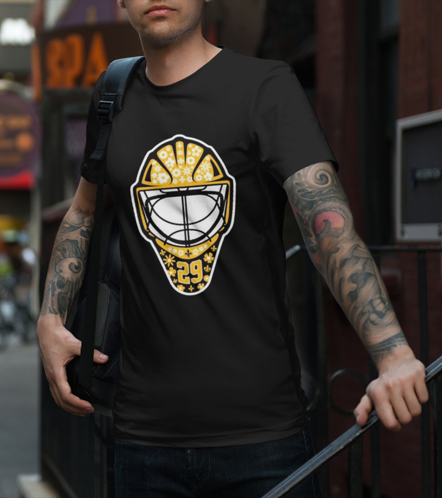 Pens Gear Marc-André Fleury Number 29 Flower Mask Pittsburgh Penguins Hockey T-Shirt