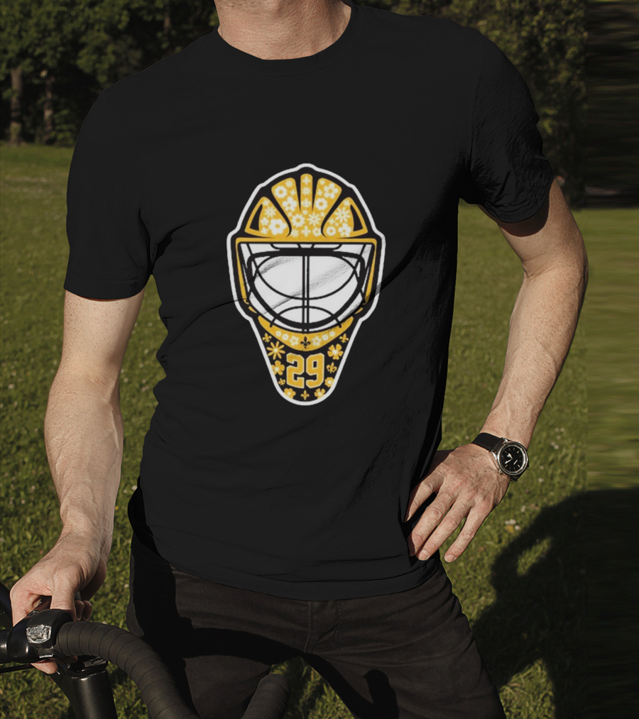 Pens Gear Marc-André Fleury Number 29 Flower Mask Pittsburgh Penguins Hockey T-Shirt