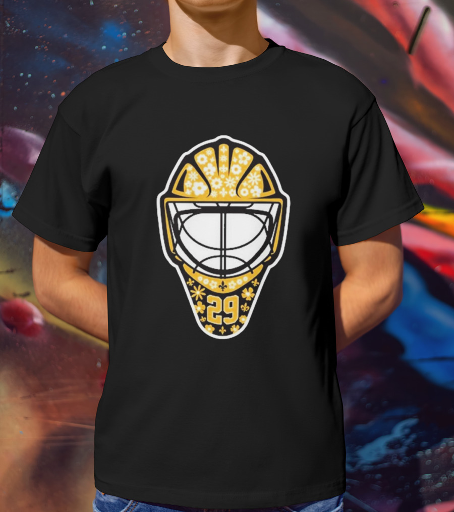 Pens Gear Marc-André Fleury Number 29 Flower Mask Pittsburgh Penguins Hockey T-Shirt