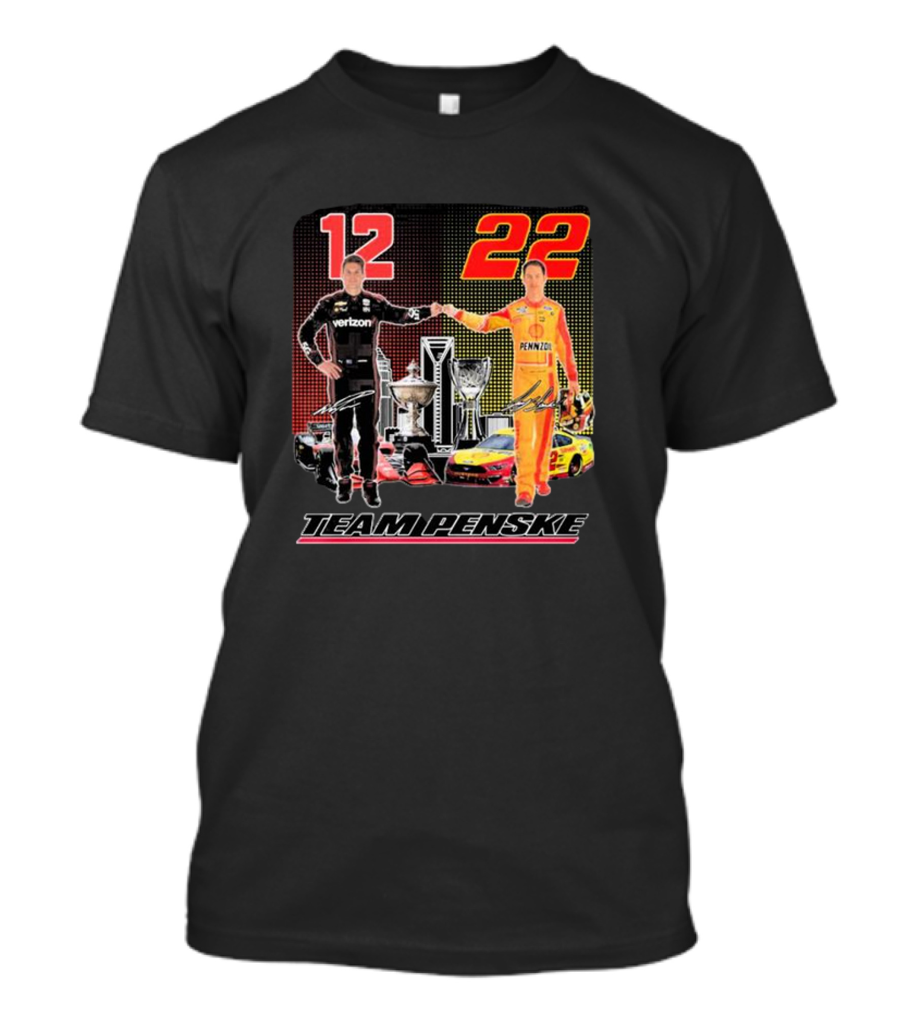 Team Penske 12 22 Verizon Pennzoil Ryan Blaney Joey Logano Signatures T-Shirt