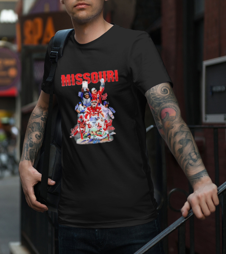 Missouri Chiefs Royals Cardinals Players Signatures T-Shirt