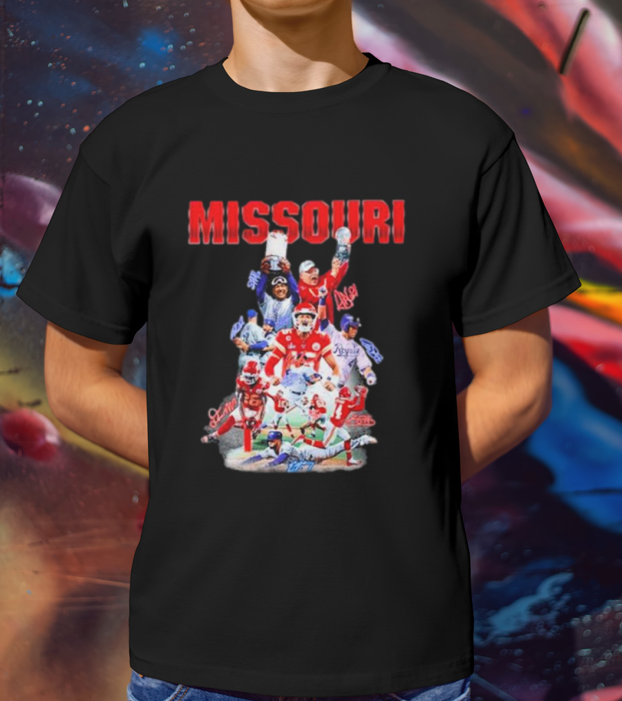 Missouri Chiefs Royals Cardinals Players Signatures T-Shirt
