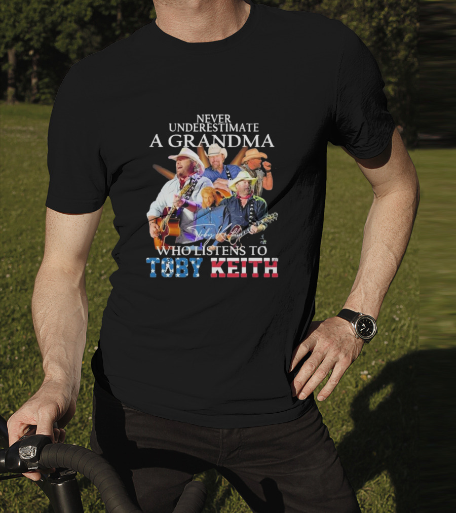 Never Underestimate A Grandma Who Listens To Toby Keith Signatures Music Collage T-Shirt