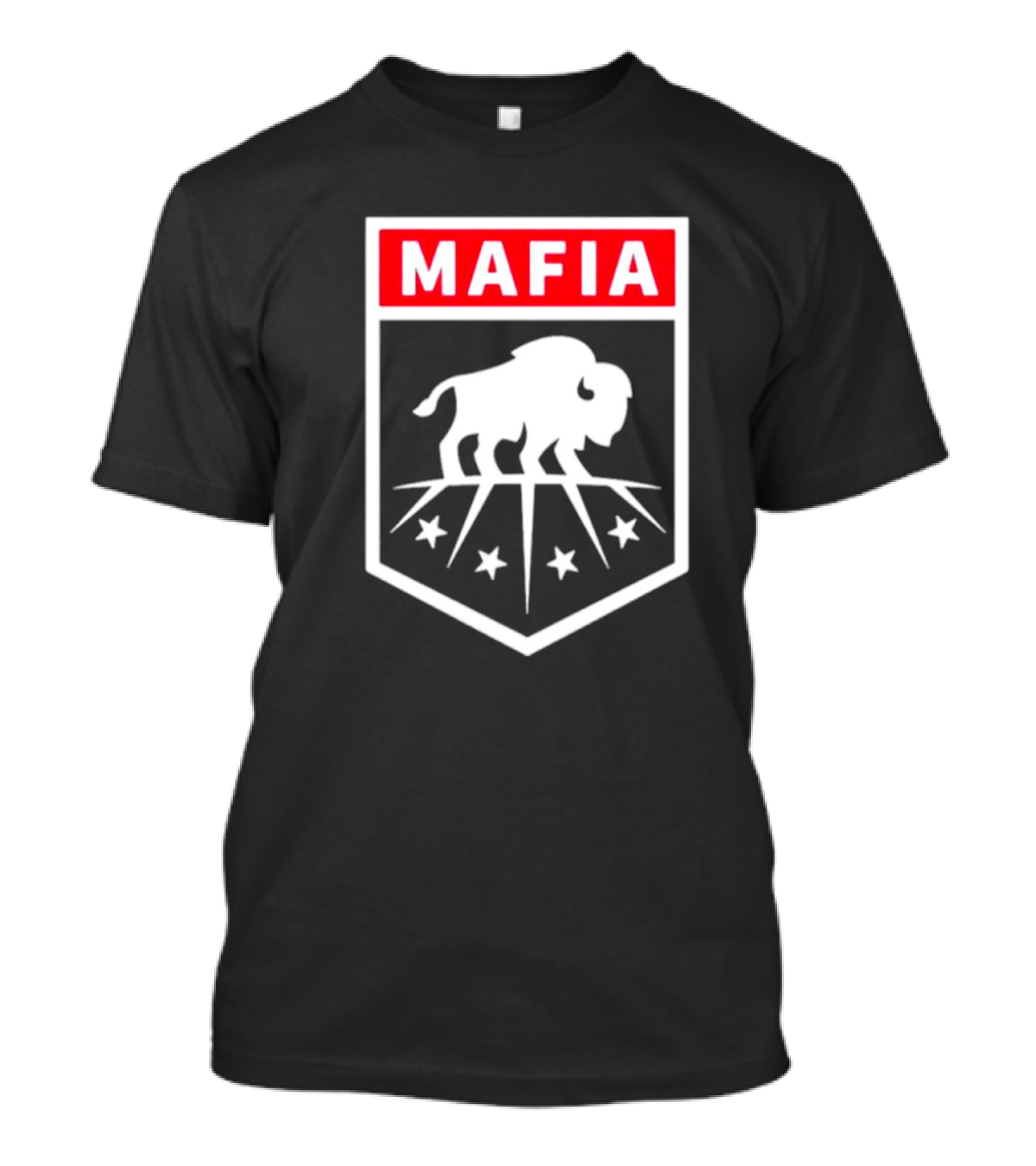 Buffalo Bills Mafia Shield Red White Buffalo Stars T-Shirt