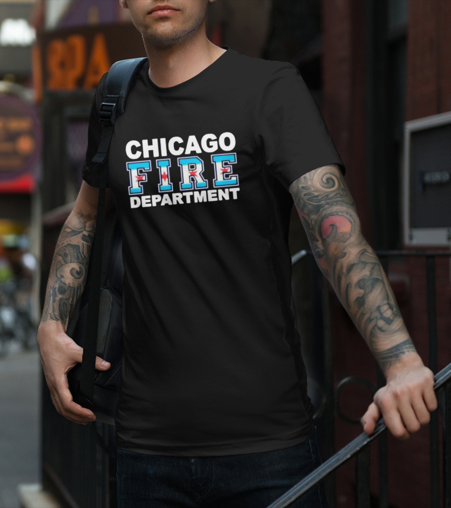 CHICAGO FIRE DEPARTMENT City Flag Inspired T-Shirt
