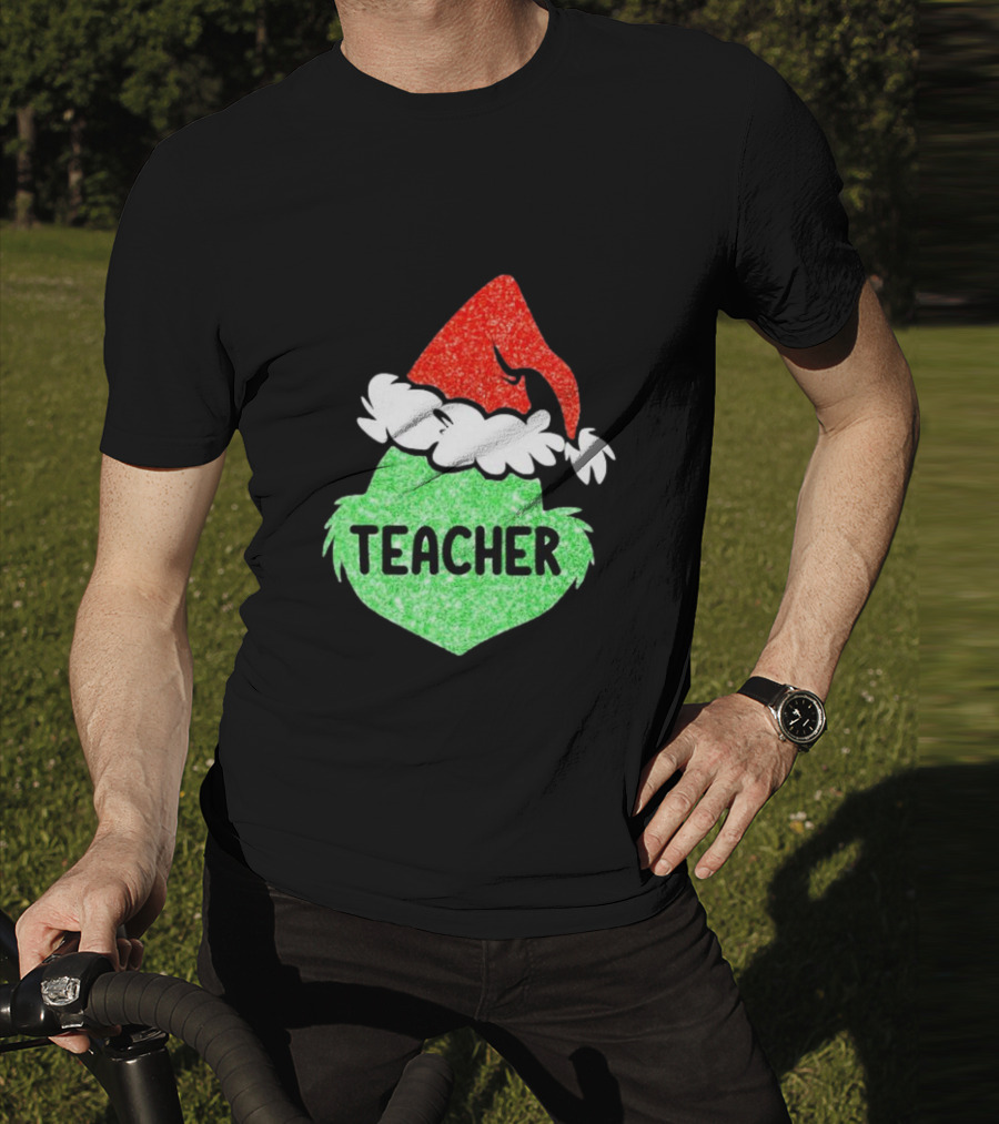 Santa Grinch Hat Teacher Christmas Holiday T-Shirt