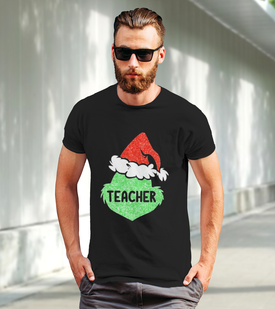 Santa Grinch Hat Teacher Christmas Holiday T-Shirt