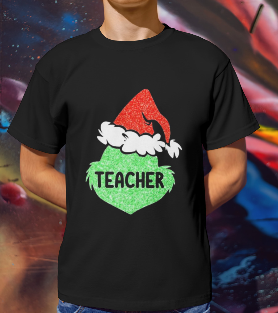 Santa Grinch Hat Teacher Christmas Holiday T-Shirt