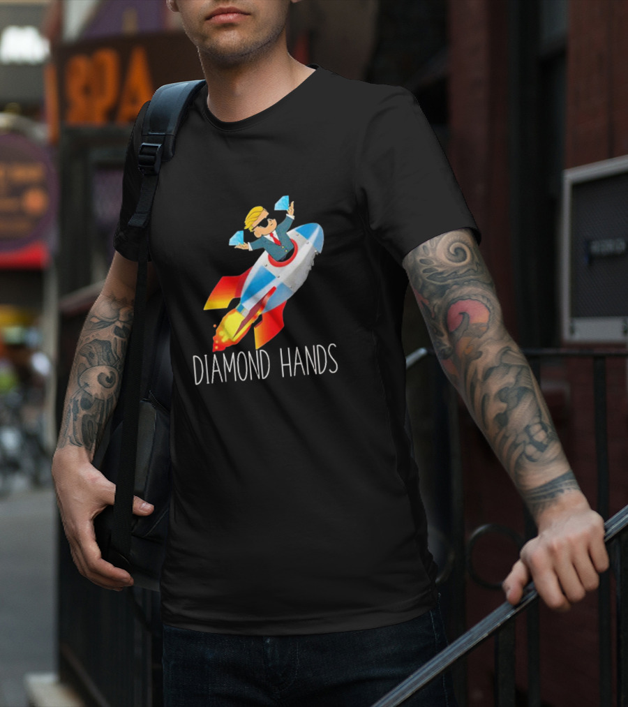 WallStreetBets WSB Diamond Hands Rocket Ship To The Moon T-Shirt