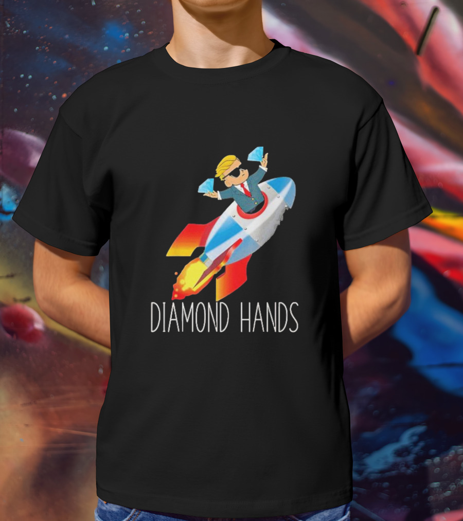 WallStreetBets WSB Diamond Hands Rocket Ship To The Moon T-Shirt