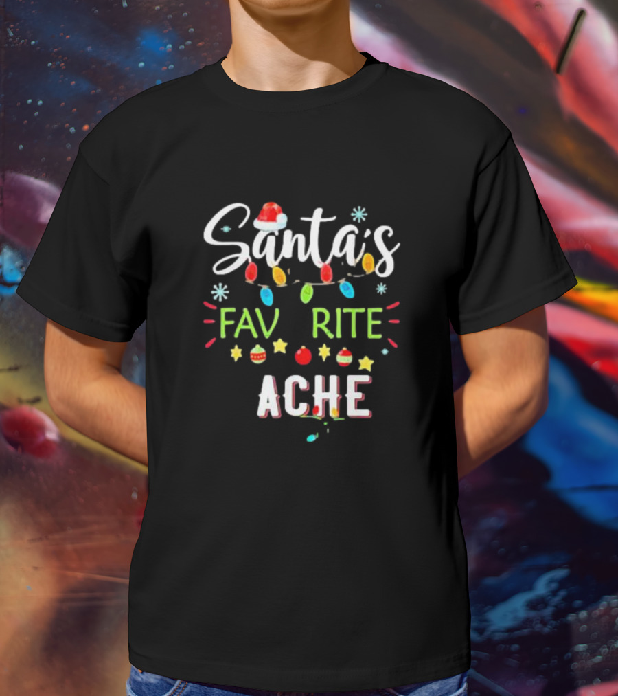 Santa’s Favorite Teacher Festive Christmas Lights T-Shirt