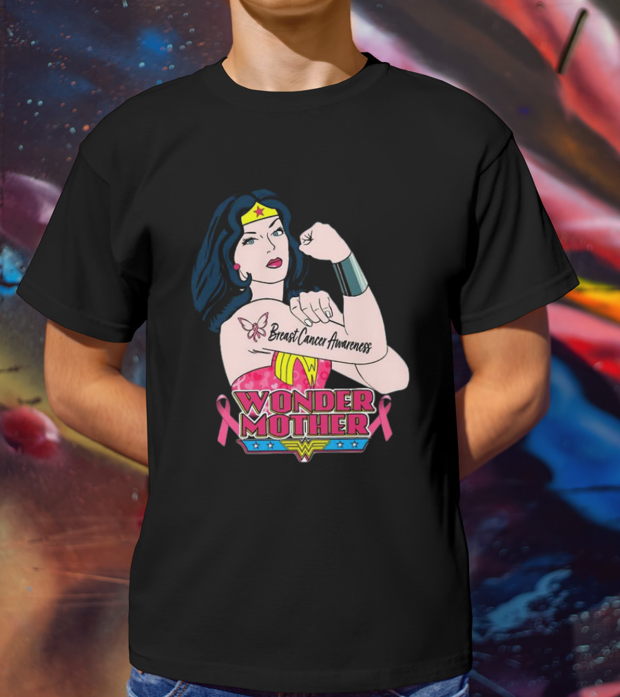 Wonder Woman Breast Cancer Awareness Wonder Mother Pink T-Shirt