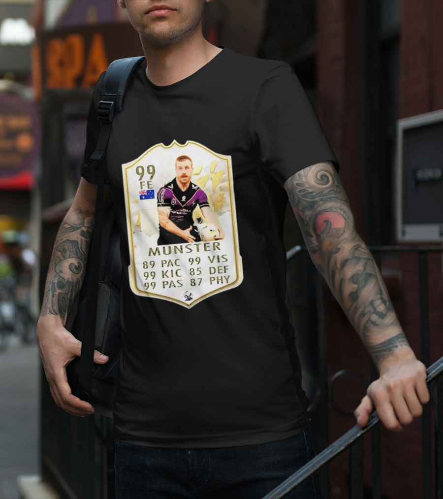 Melbourne Storm Cameron Munster Sports Card PAC VIS KIC DEF PAS PHY T-Shirt