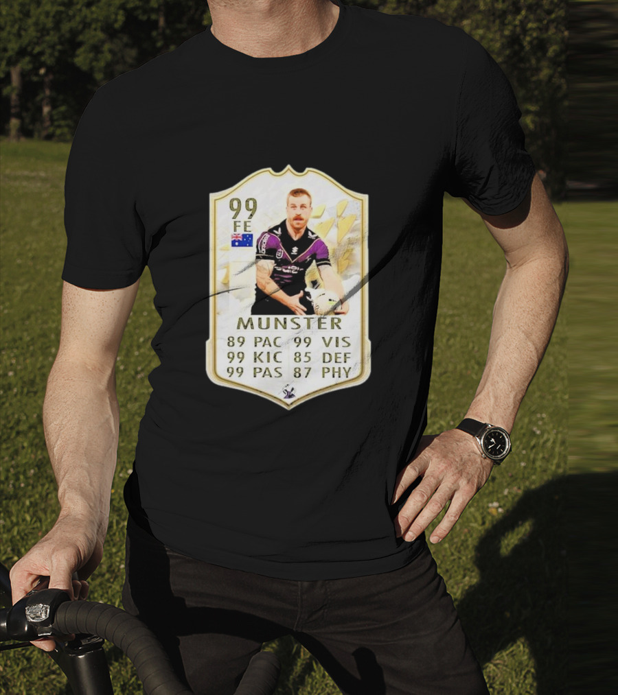 Melbourne Storm Cameron Munster Sports Card PAC VIS KIC DEF PAS PHY T-Shirt