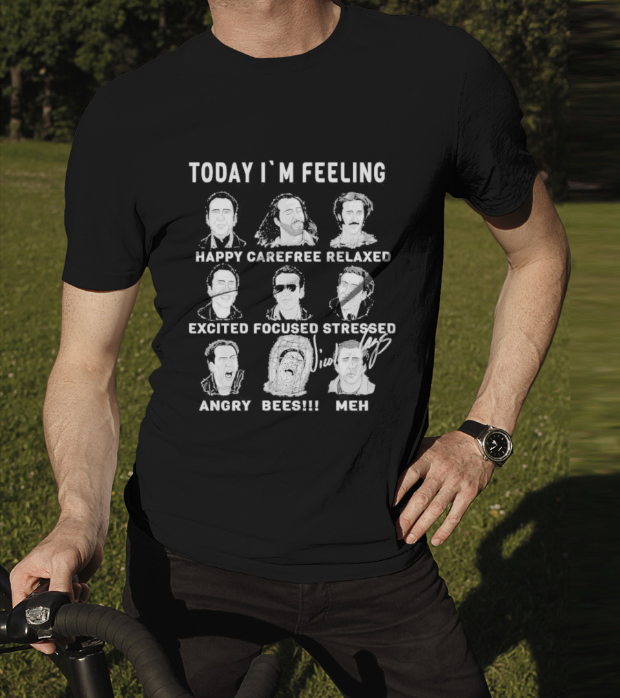 Today I’m Feeling Happy Carefree Relaxed Excited Focused Stressed Angry Bees Meh Vintage Humor Faces T-Shirt