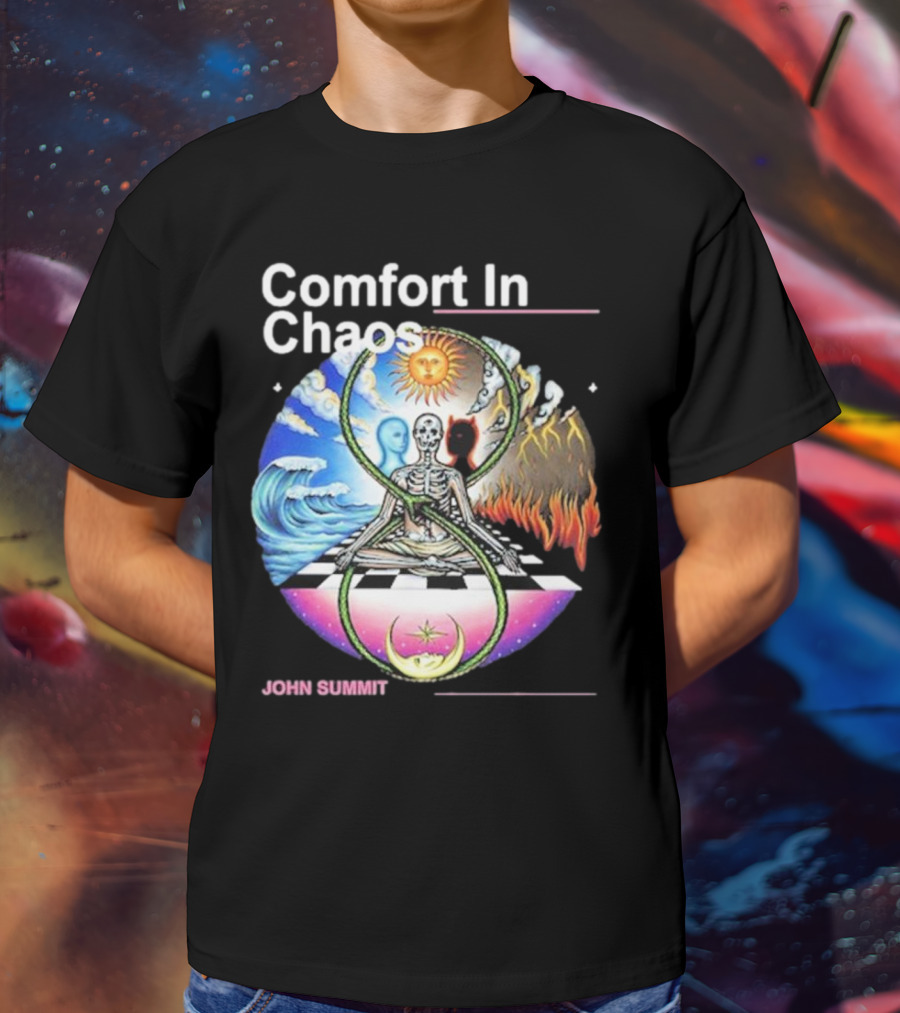 Comfort In Chaos John Summit The Good And The Evil Sun Moon Skeleton T-Shirt