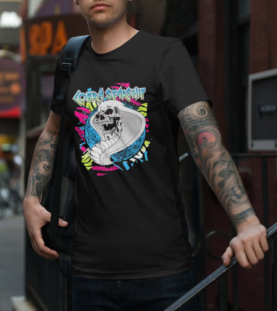 Cobra Starship Skull Cobra Neon Colors T-Shirt
