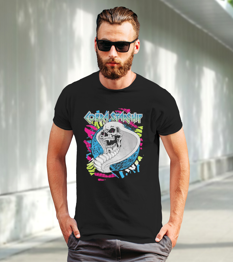 Cobra Starship Skull Cobra Neon Colors T-Shirt