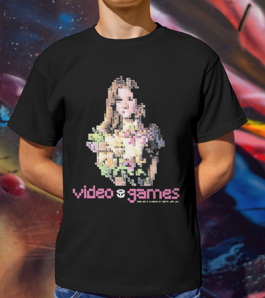 Video Games Heaven Is A Place On Earth With 8-Bit Pixel Art Girl T-Shirt