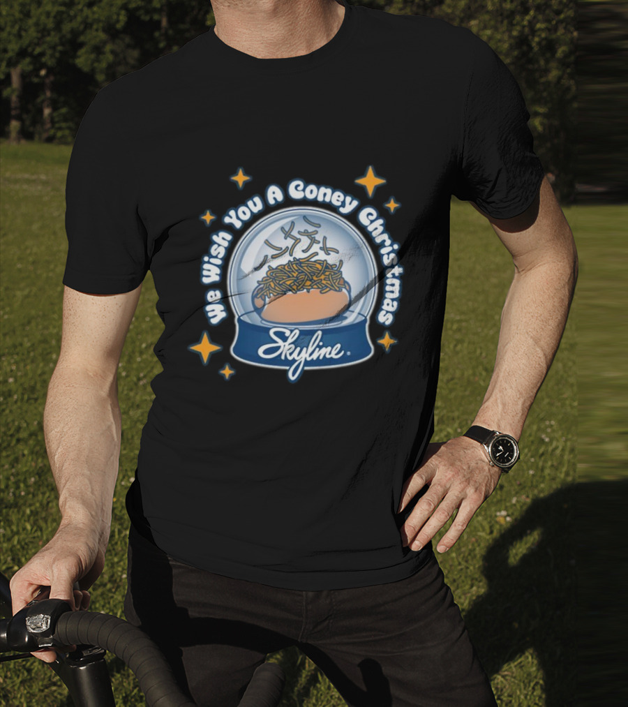 We Wish You A Coney Christmas Snow Globe Skyline Chili T-Shirt