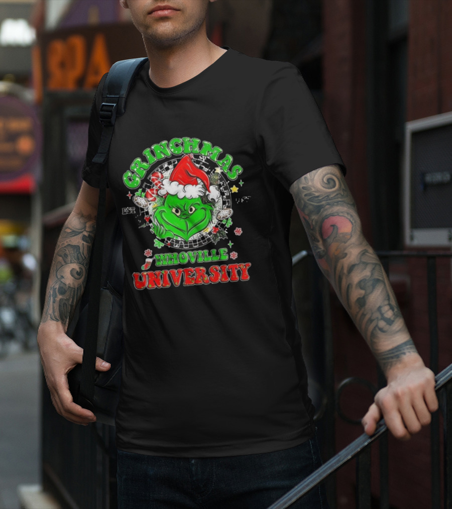 Grinchmas Whoville University Est 1957 Merry Christmas Grinch T-Shirt