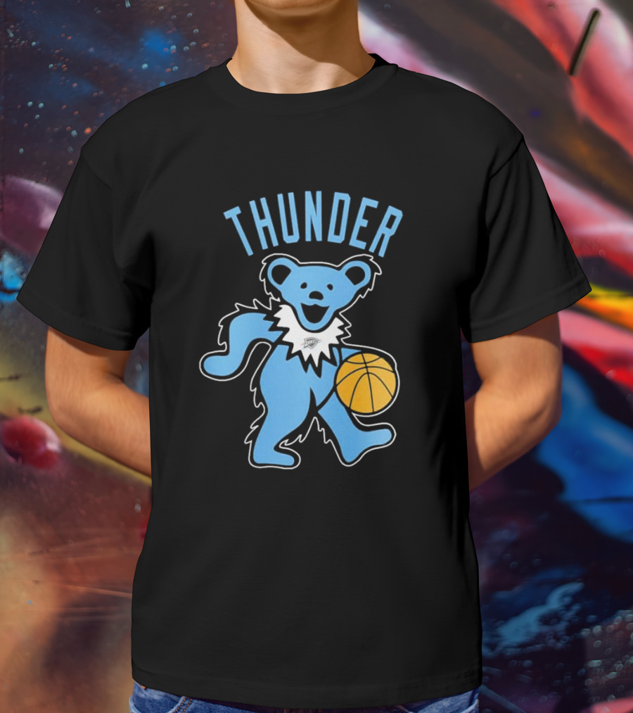 Oklahoma City Thunder Grateful Dead Dancing Bear Basketball T-Shirt