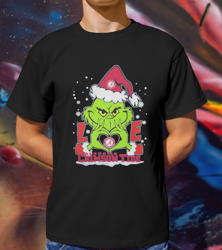 The Grinch Love Crimson Tide Alabama Football Christmas T-Shirt