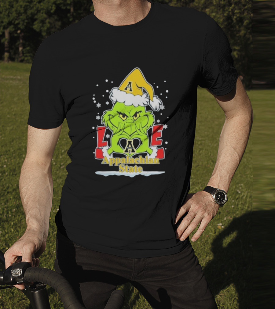 The Grinch Love Appalachian State Christmas Football T-Shirt