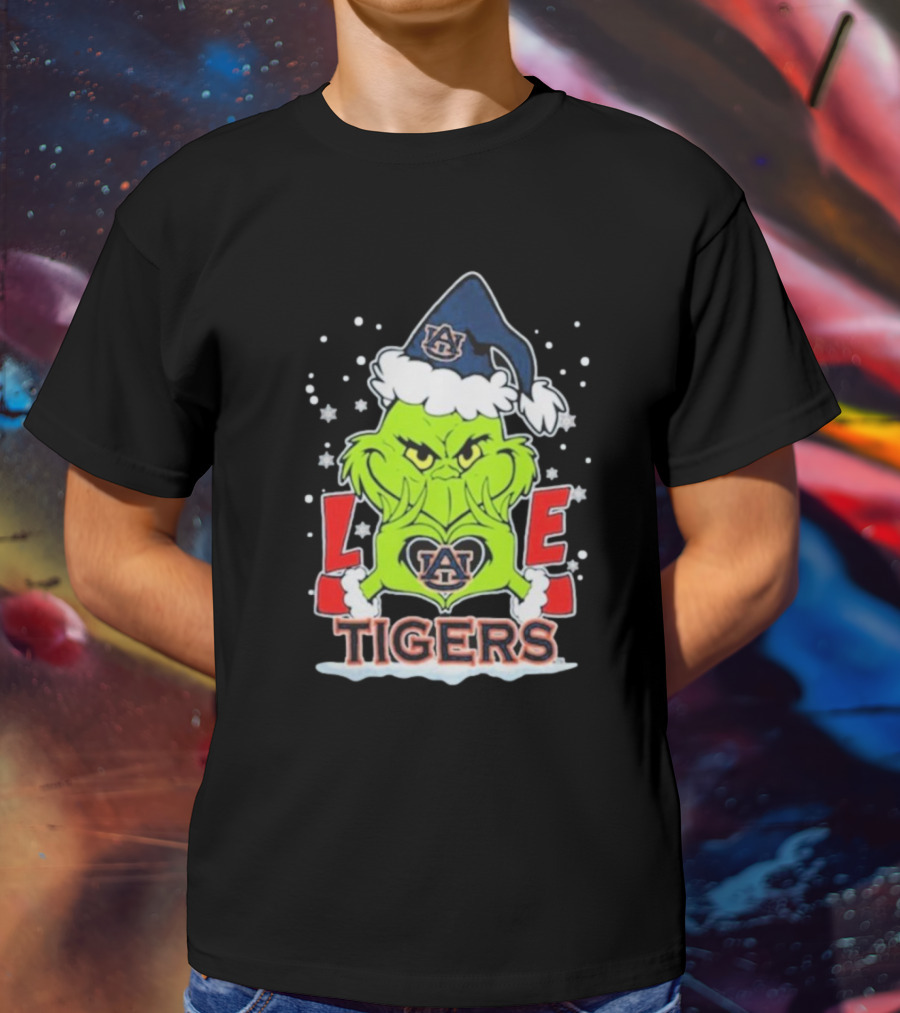 The Grinch Love Auburn Tigers Christmas Football T-Shirt