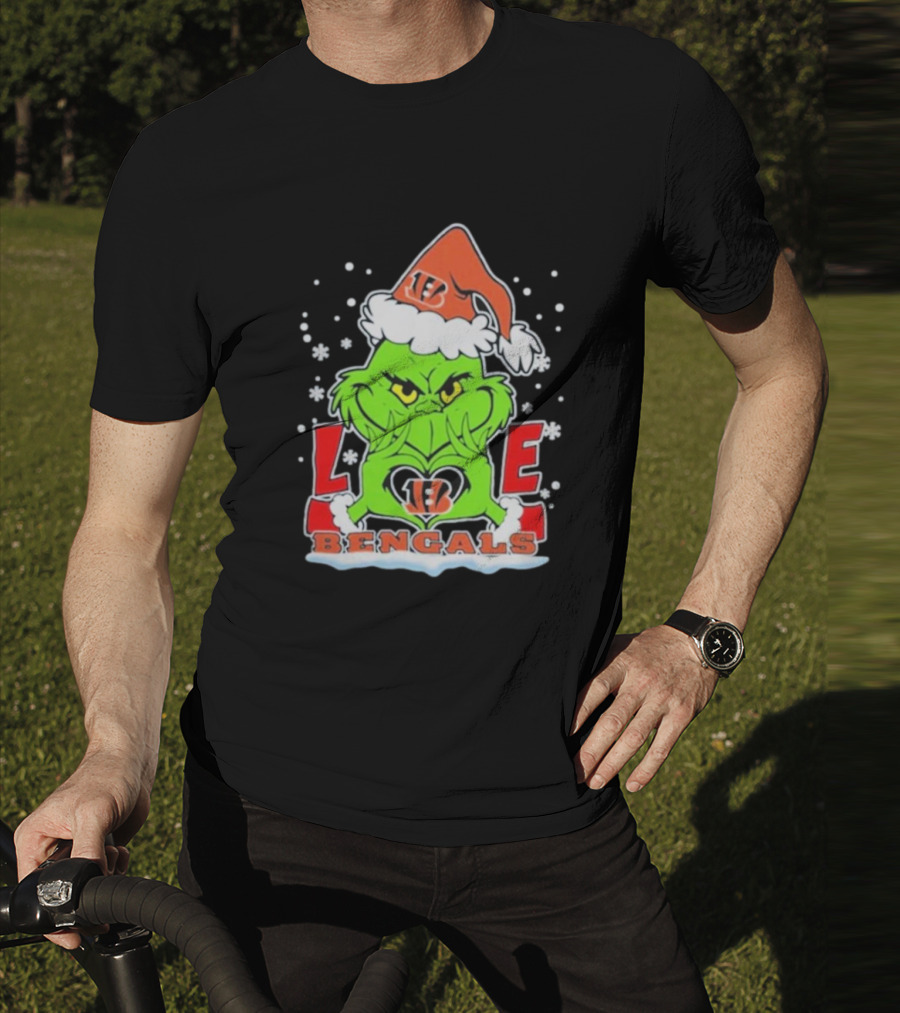 Grinch Love Cincinnati Bengals Christmas Football T-Shirt