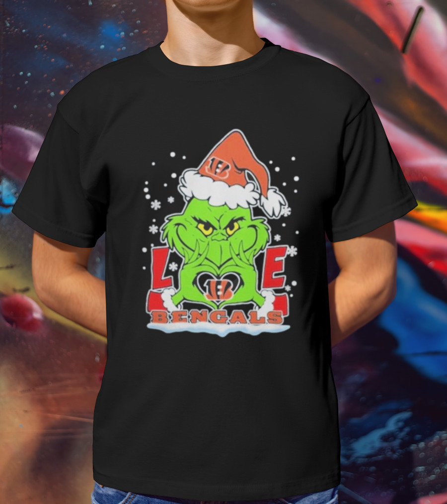 Grinch Love Cincinnati Bengals Christmas Football T-Shirt