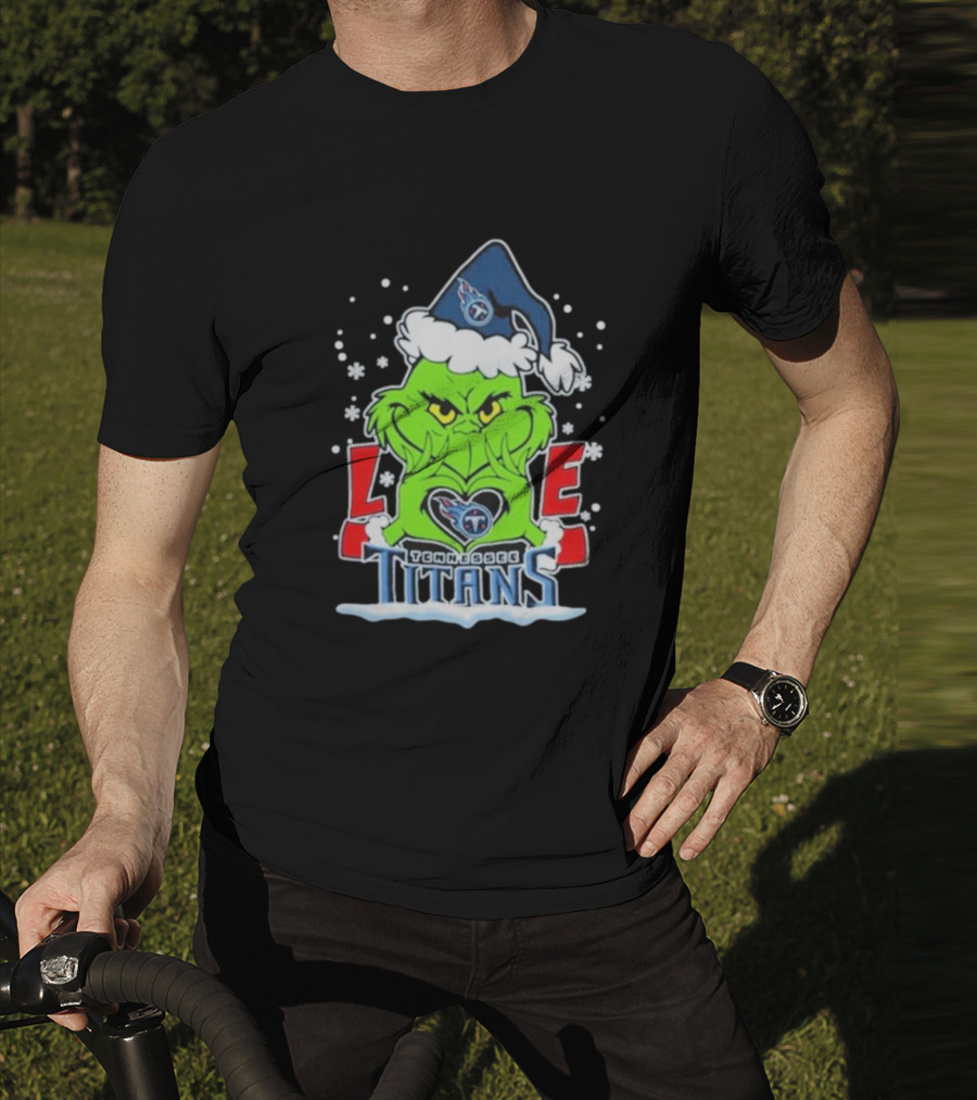 Grinch Love Tennessee Titans Football Christmas T-Shirt