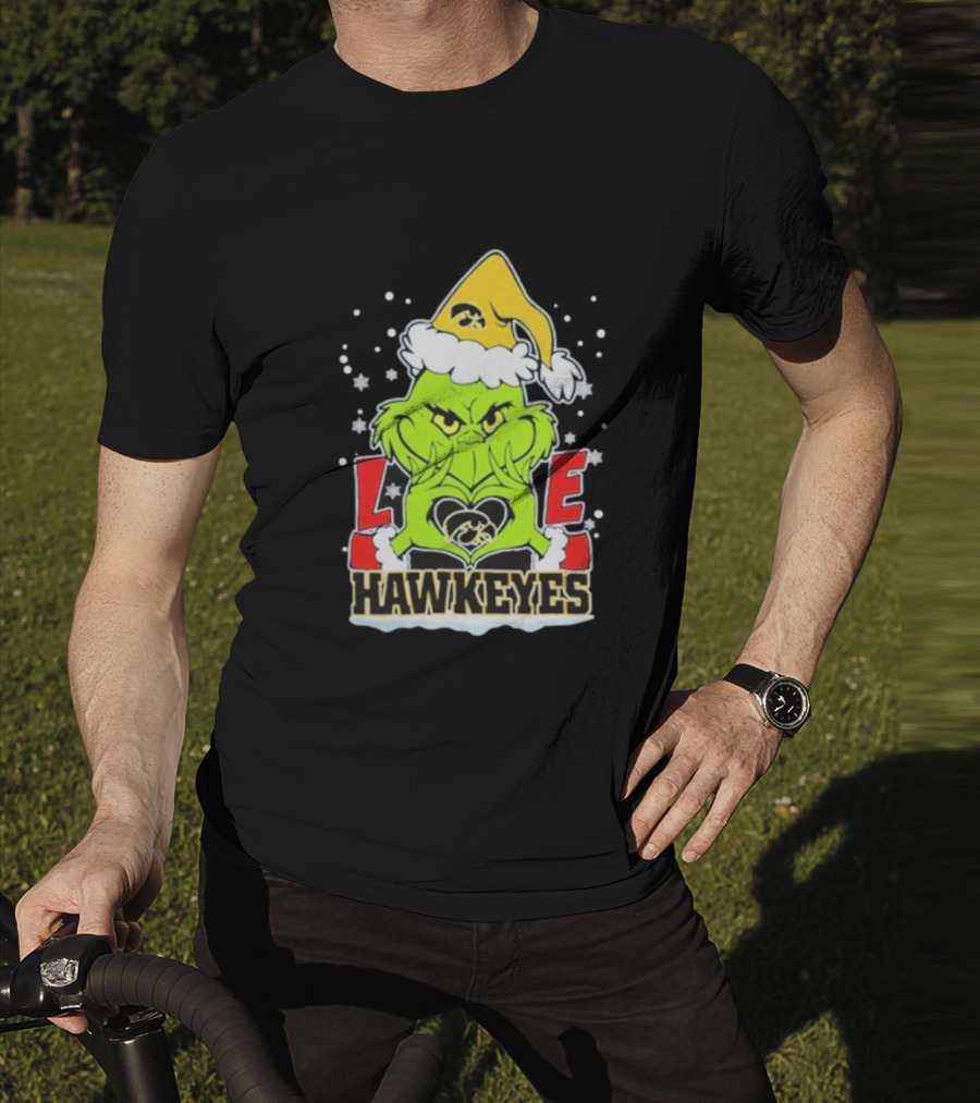 Grinch Love Hawkeyes Christmas Iowa Hawkeyes Football T-Shirt