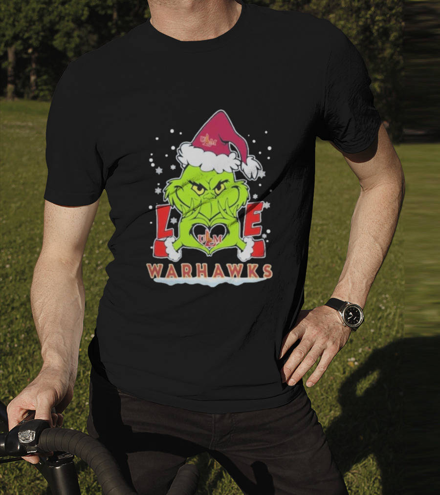 ULM Warhawks Football Grinch Love Christmas T-Shirt