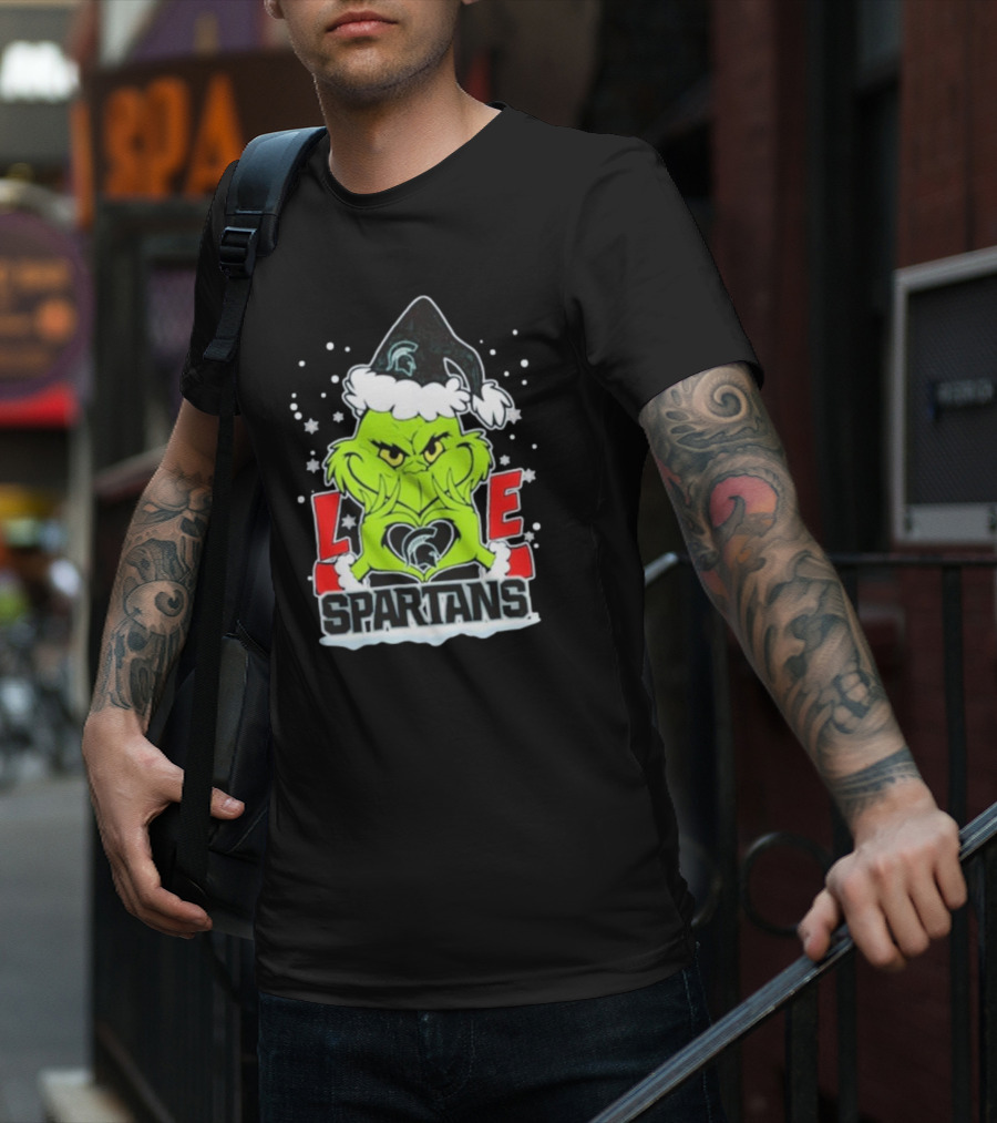 The Grinch Love Spartans Michigan State Christmas T-Shirt