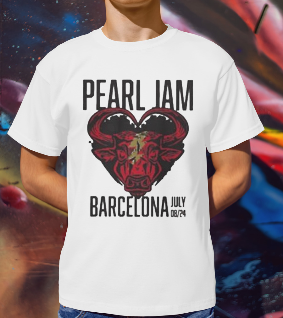 Pearl Jam Barcelona July 08/24 Bull Artwork Concert Event T-Shirt