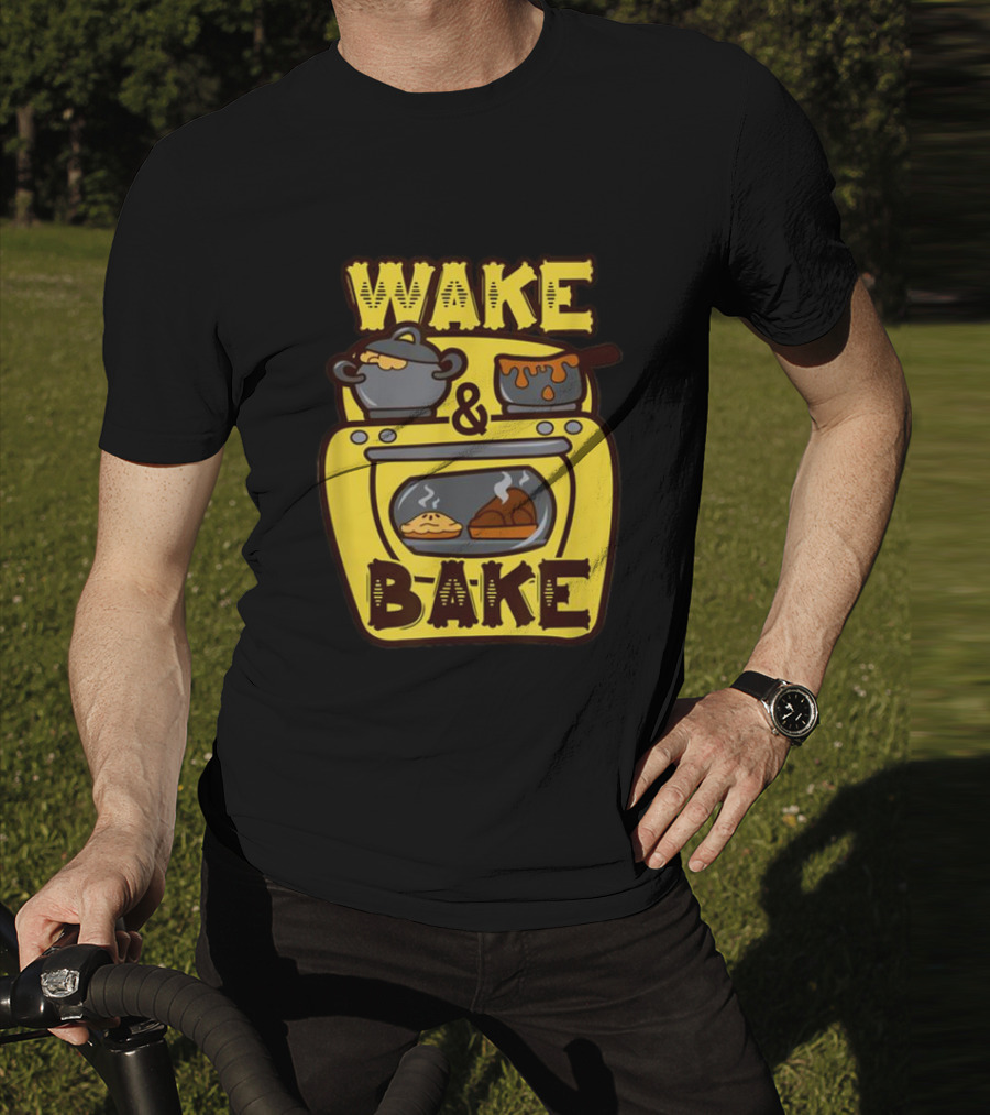 Wake Bake Thanksgiving Turkey Feast Meal Dinner Chef Funny Cooking T-Shirt