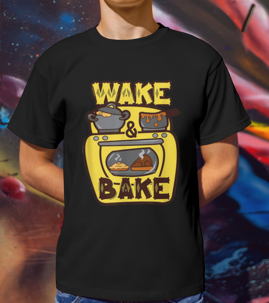 Wake Bake Thanksgiving Turkey Feast Meal Dinner Chef Funny Cooking T-Shirt
