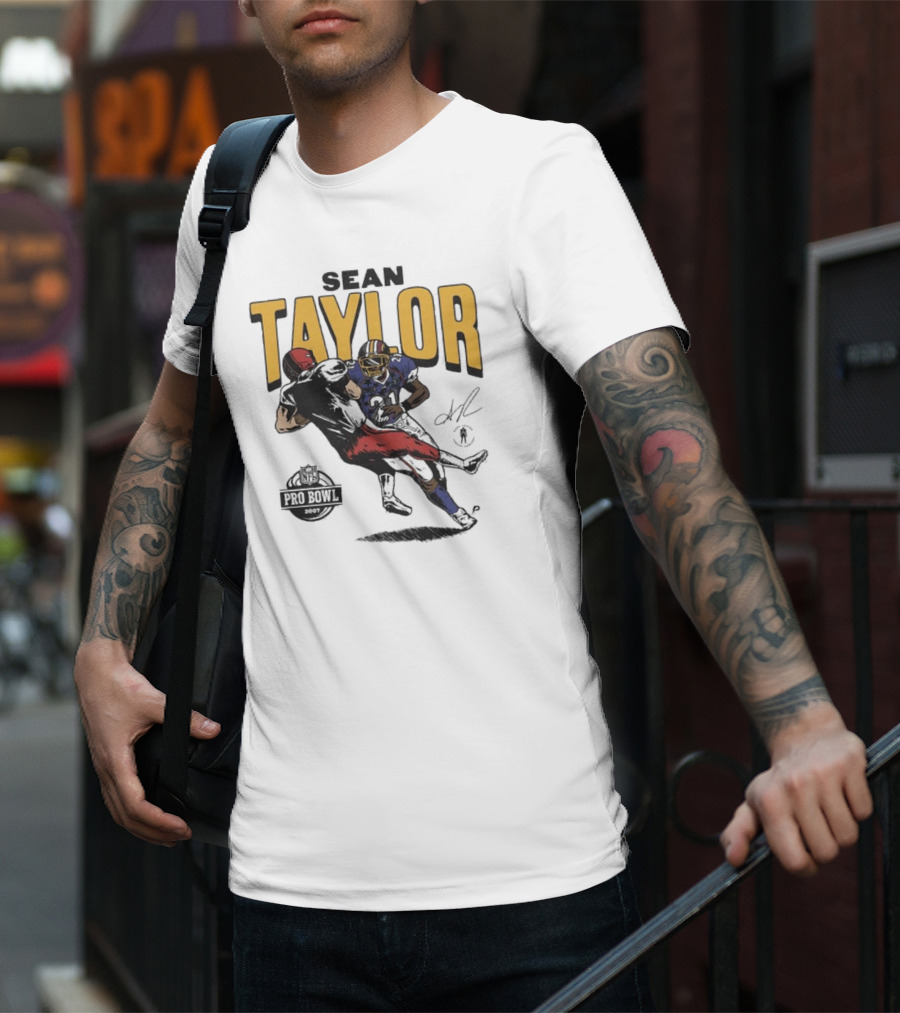 Sean Taylor NFL Pro Bowl 2007 Caricature Signature Washington Commanders T-Shirt